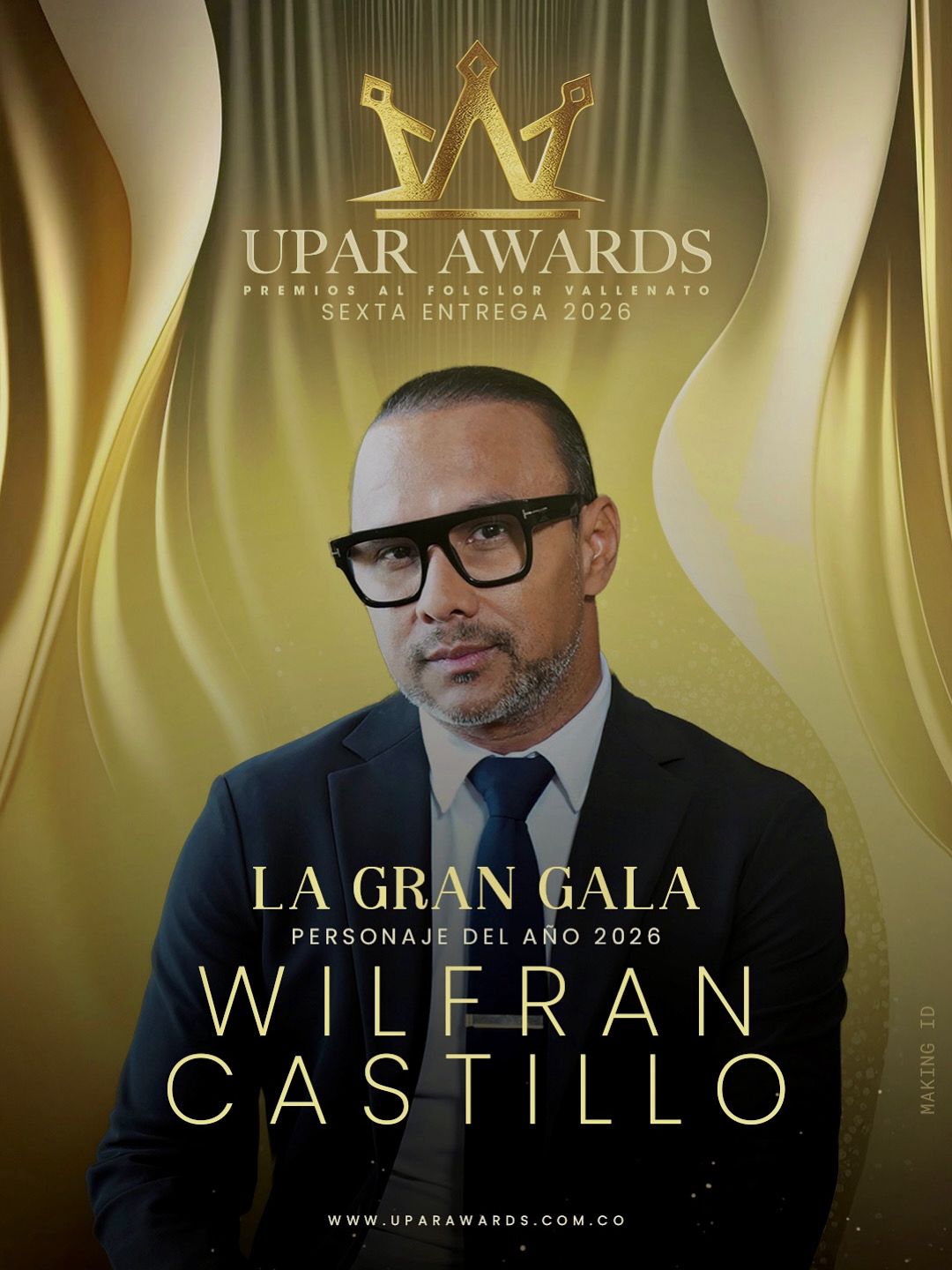Wilfran Castillo será el personaje de la sexta edición de los Upar Awards